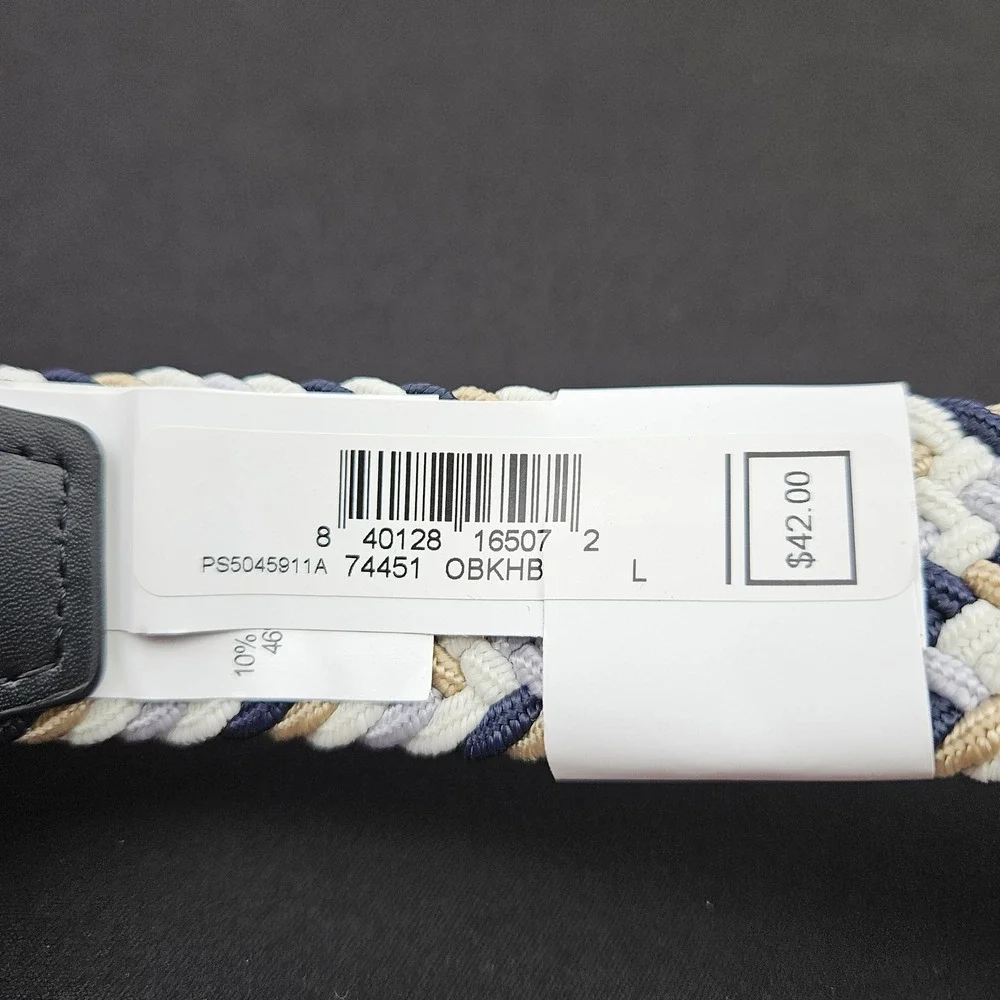 Nike Essentials Woven Stretch Golf Belt Large 38-40 Navy Khaki White 74451 New
